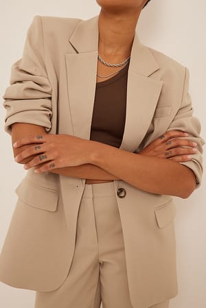 Dark Sand Relaxed oversized blazer