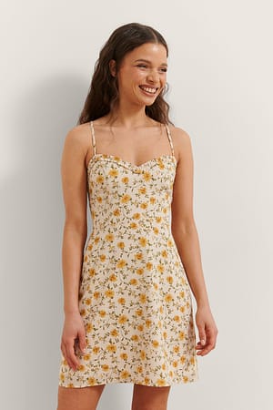Yellow Flower Minikleid Mit Blumendruck