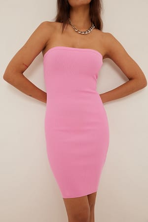 Pink Ribbet strikket minikjole