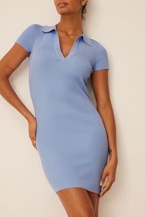 Light Blue Ribbed Mini Dress