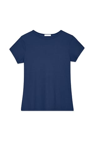 Navy Ribbed Short Sleeve T-shirt