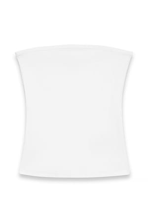 White Ribbed Tube Top