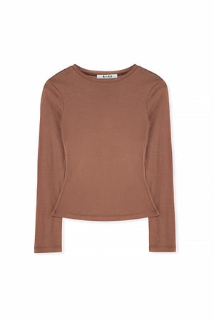 Brown Langærmet top med rund hals