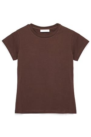 Brown T-shirt med rund hals