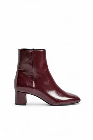 Burgundy Ankelboots med rund tå