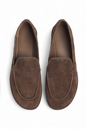 Brown Mocasines de ante redondos
