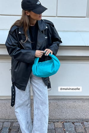 Blue Bolso redondo de pelo sintético
