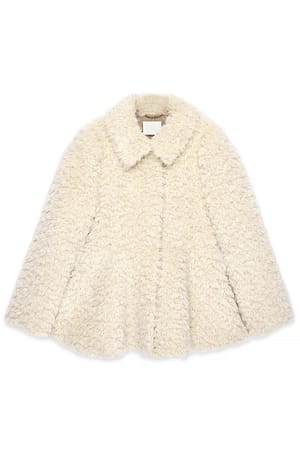 Beige Rounded Sleeve Faux Fur Jacket