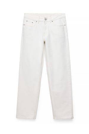 White Route Mid Waist Straight Jeans