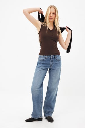 Light Blue Route Mid Waist Straight Jeans