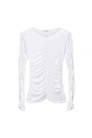 Off White Top med lange ærmer og flæsedetalje