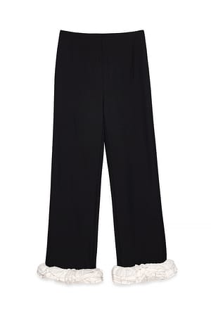 Black Ruffle Detail Pants
