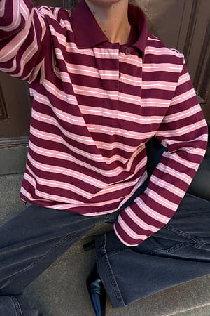 Burgundy/Pink Stripe Rugby-Shirt