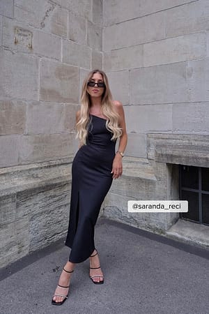 Black One Shoulder Long Slit Dress