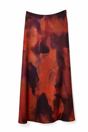 Orange Ombre Satin Slip Maxi Skirt