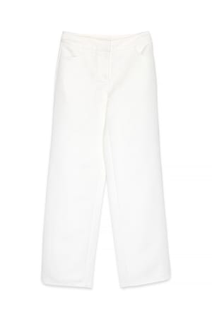 White Satin Mid Waist Trousers