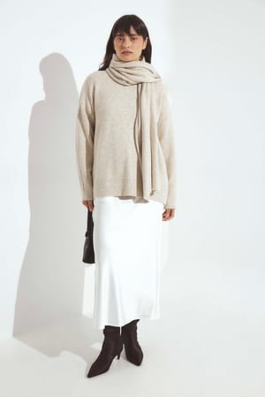 White Jupe mi-longue en satin