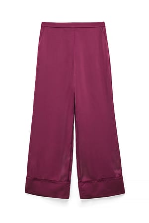 Burgundy Pyjambukser i satin med panel
