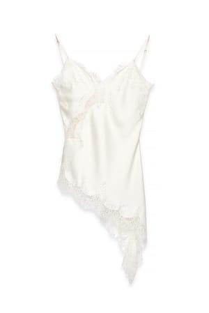 Cream Singlet med spets och uddkant