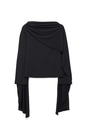 Black Scarf Detail Jersey Top