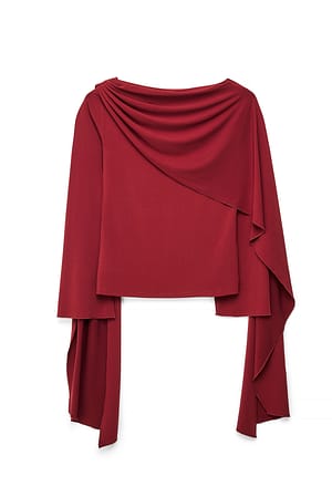 Burgundy Scarf Detail Jersey Top