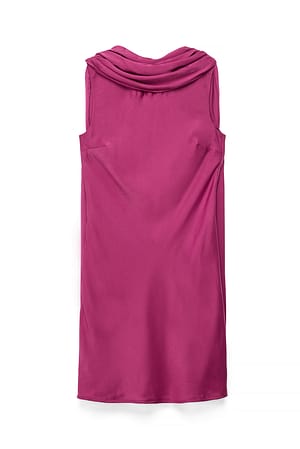 Fuchsia Pink Scarf Detail Satin Mini Dress