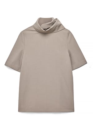 Light Taupe Scarf Detail Tailored T Shirt