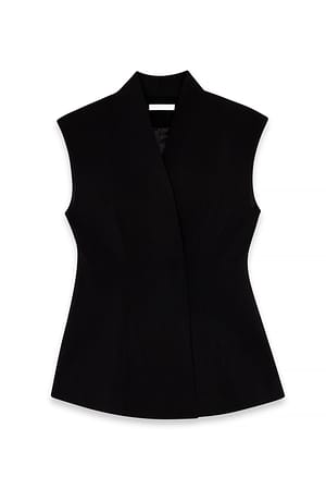 Black Sculptured Tailored Vest
