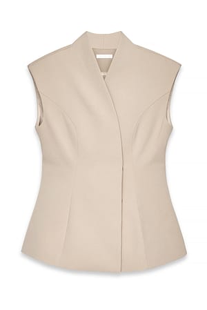 Beige Sculptured Tailored Vest