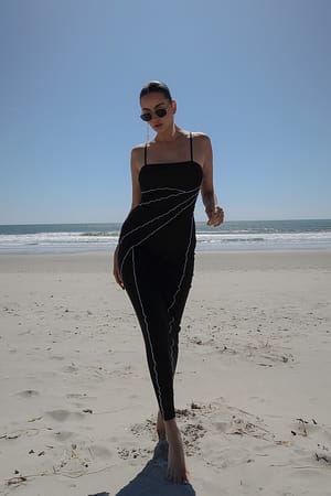 Black Seam Detail Maxi Dress