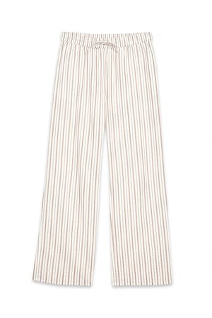 Brown/creme Seersucker Mid Waist Pants