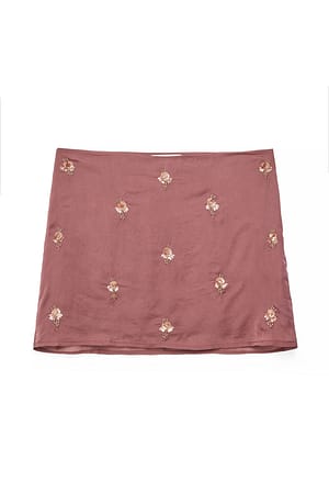 Dusty Pink Minirock mit Pailletten und Perlen