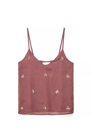 Dusty Pink Top met pailletten en kralenband