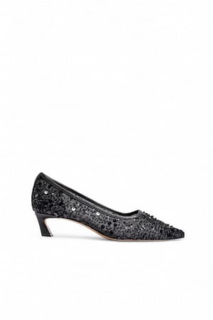 Black Zapatos de malla con lentejuelas