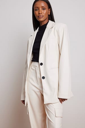 White Sharp PU Blazer
