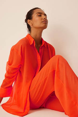 Orange Sheer Oversized Shirt