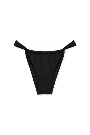 Jet Black Hochgeschnittenes Bikini-Höschen mit Drapierung