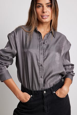Grey Camisa estructurada brillante