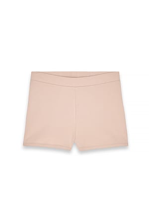 Beige Short Biker Shorts