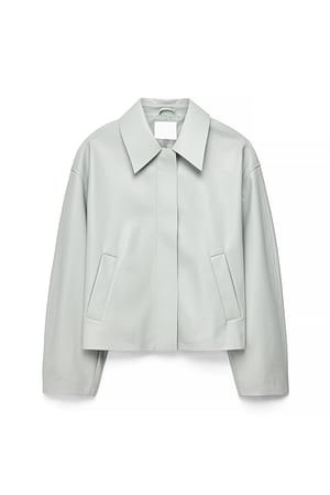 Mint Green Short Faux Leather Jacket