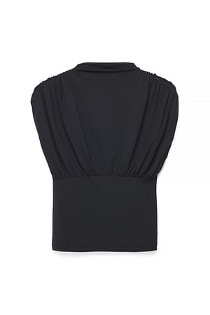 Black kurzärmeliges Jersey-Oberteil