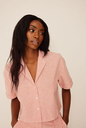 Red Stripe Short Sleeve Shirt