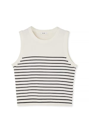 White/Black stripe Stickad ärmlös randig topp