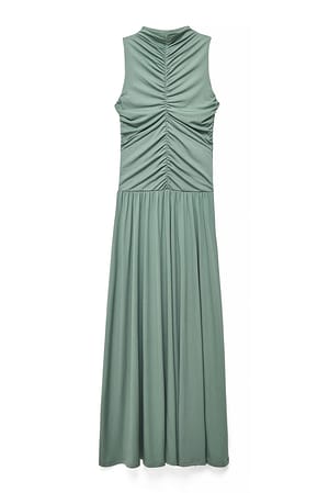 Green ärmelloses Midikleid mit Rüschen