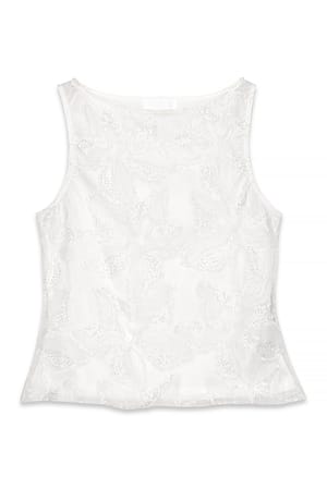 White ärmelloses Pailletten-Top