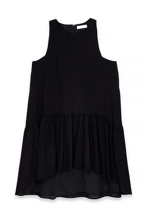 Black Sleeveless Volume Mini Dress