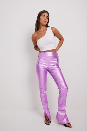 Pink Slim fit jeans met split