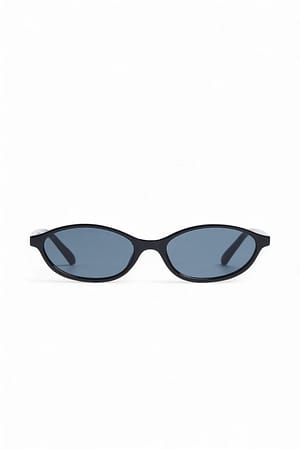Black Oval Sunglasses à monture fine