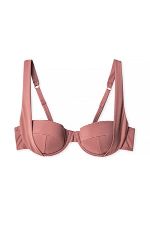 Dusty Dark Pink Top de bikini de aro con tiras