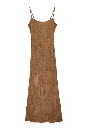 Light Brown Slip Lace Maxi Dress